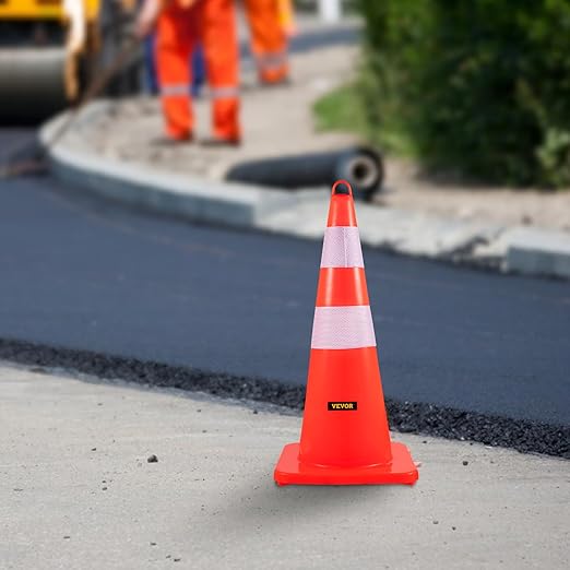 VEVOR Safety Cones, PVC Orange Construction Cones, 2 Reflective Collars Traffic - Image 8
