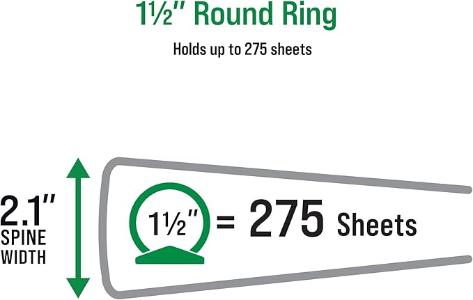 Office Essentials Economy View 3 Ring Binders, 1.5" Round Rings, 2.1" Spine - Image 4