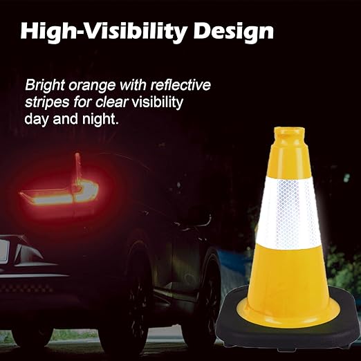 8 Pack 12 Inch Yellow Traffic Cones - Image 4