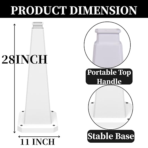 BESEA 3 Pack 28" Bright White Traffic Safety Cones - Image 2