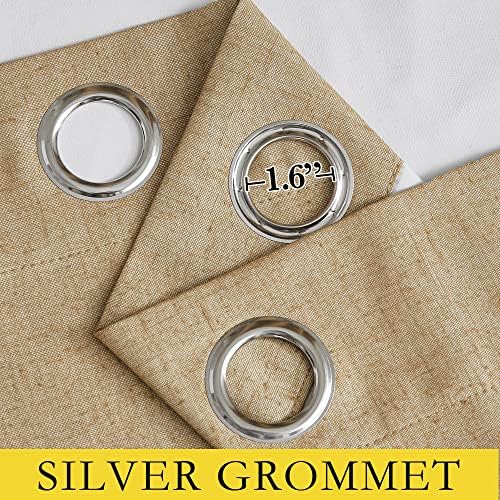 NICETOWN Camel Extra Wide 100% Blackout Linen Curtain for Sliding Door - Image 6
