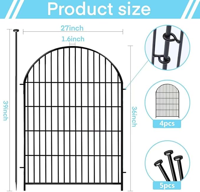 Garden Fence Border 36 in x8.8 Ft, 4 Panels Dog Fence Outdoor - Image 2