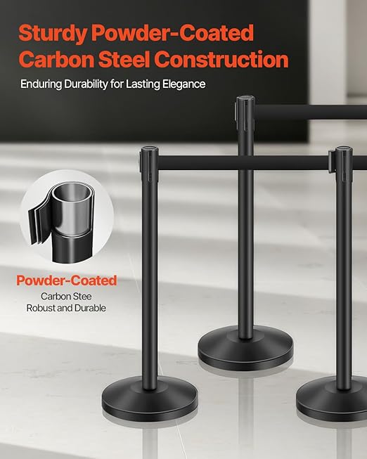 VEVOR Stanchion Post, Carbon Steel Black Stanchions Queue - Image 2