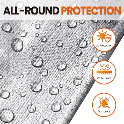 8x10 FT Tarp Waterproof, 16 Mil Tarps Heavy Duty Waterproof Multipurpose Protective Cover UV Resistant Rip & Tear Resistant with Grommets Reversible for Home Boats Cars Camping - Image 3
