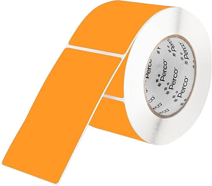 Perco Fluorescent Orange Labels 3x5 Inch 500 Stickers/Roll by Perco