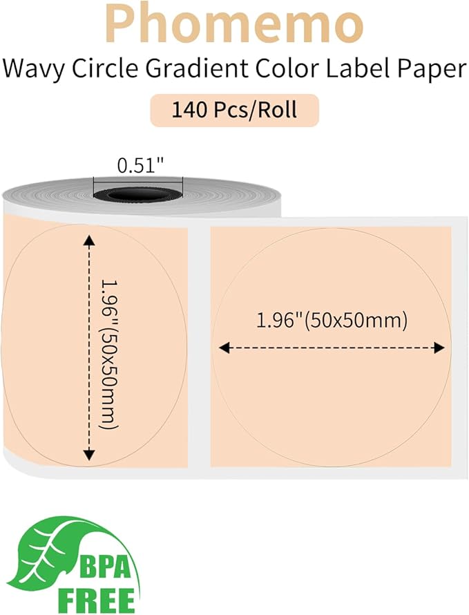 Phomemo Circle Label for M110/M110S/M120/M200/M220 Label Maker, 1.96" x - Image 3