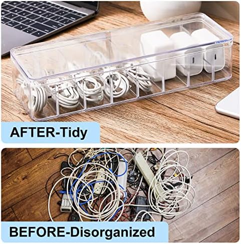 Tatuo Cord Organizer Box with Lid, Clear, 6 Pack - Image 6