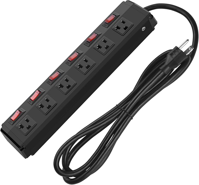 CCCEI Metal Power Strip Individual Switches 6 Outlets, Heavy Duty Power Strip by CCCEI