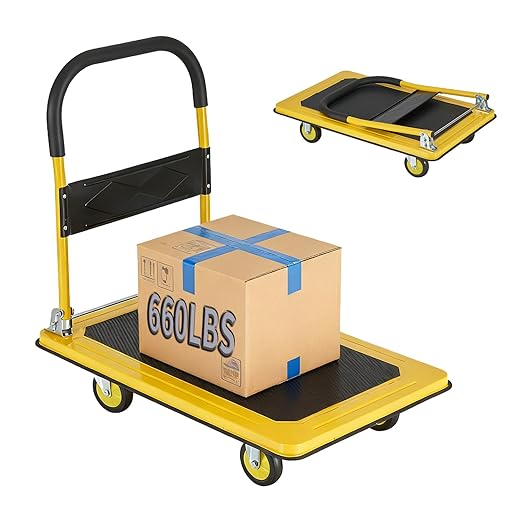 Foldable Push Cart Dolly, Heavy Duty Flat Bed Cart by DIAMONDFORGEOFFICIAL
