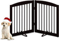 Freestanding Pet Gate for Dogs, Foldable Wooden Dog Gate for House, Indoor Pet by PUPETPO