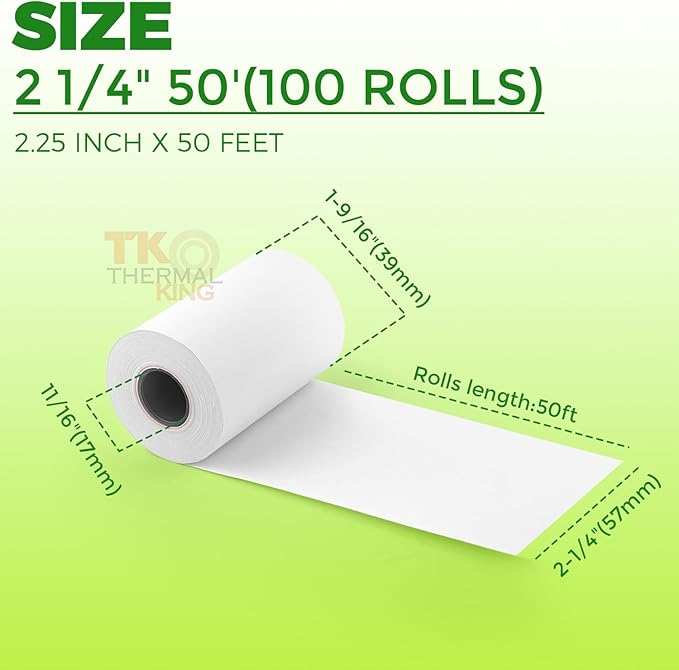 2 1/4" x 50' Thermal Paper, POS Receipt Paper - Image 2