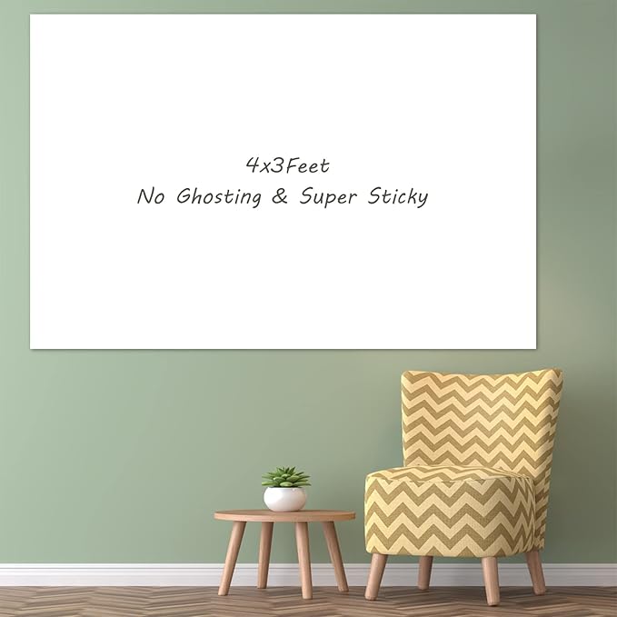 Nortix White Board Wallpaper, 3 ft x 4 ft Super Sticky Whiteboard Sticker Wall by Nortix