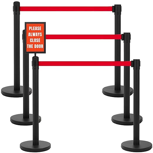 INMOZATA 6 Pack Retractable Belt Stanchions, Sign Holders, Heavy-Duty Steel by INMOZATA