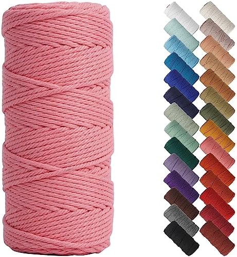 NOANTA Dark Pink Macrame Cord 3mm x 109yards, Cotton Rope Macrame Yarn by NOANTA