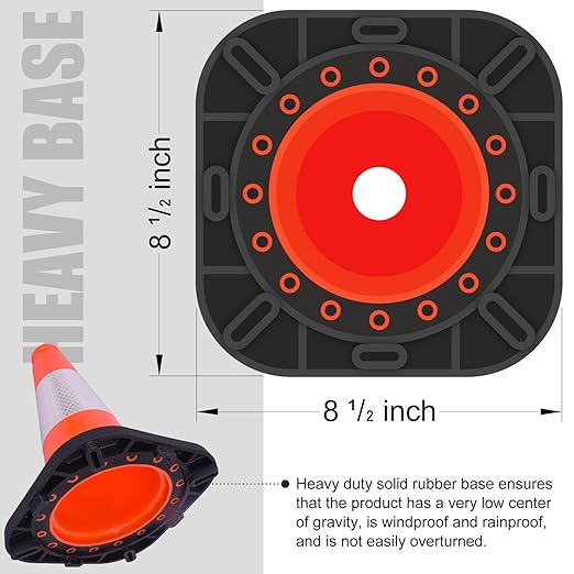 6 Pack 12" Inch Orange PVC Traffic Cones - Image 4