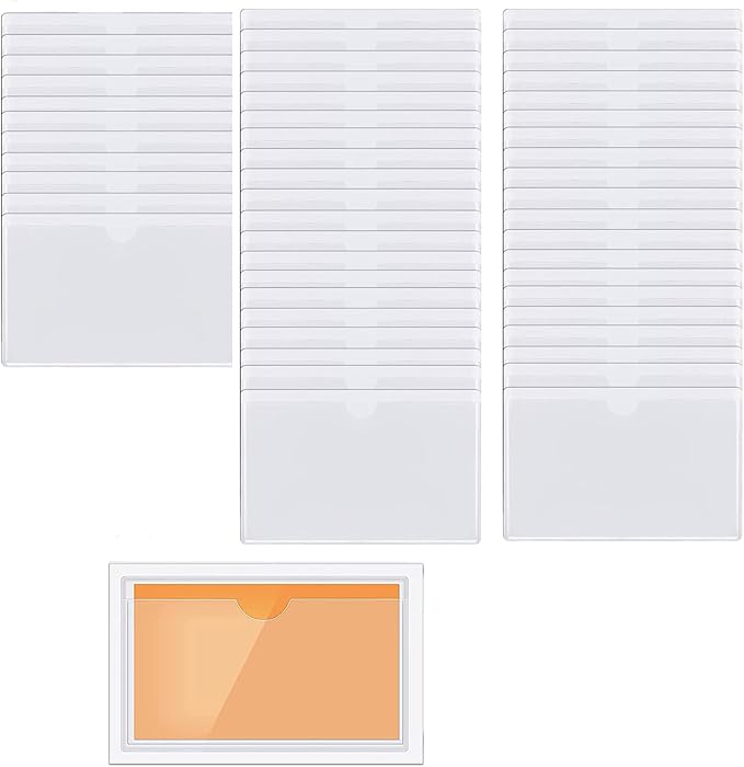 50pcs Self-Adhesive Business Card Protecror, Waterproof Clear Adhesive Label by OwlFocus