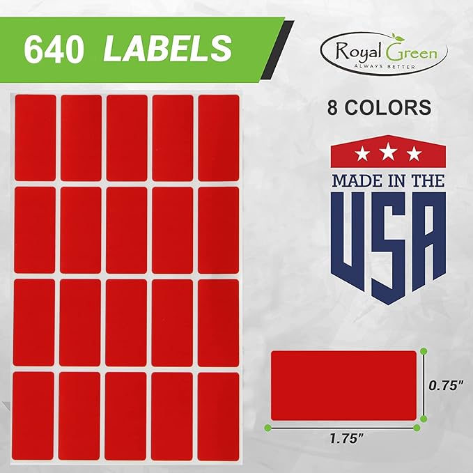Royal Green Rectangular Color Coding Stickers 1.57inch x 0.75 inch Rectangle - Image 3