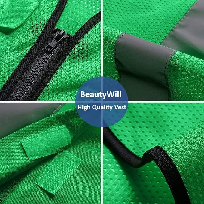 BeautyWill Custom Logo Safety Vest Class2 High Visibility Reflective Vest - Image 4