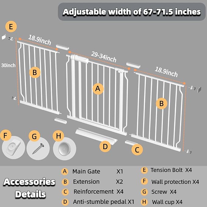 TSAYAWA Extra Wide Walk Through Baby Gate - Image 2