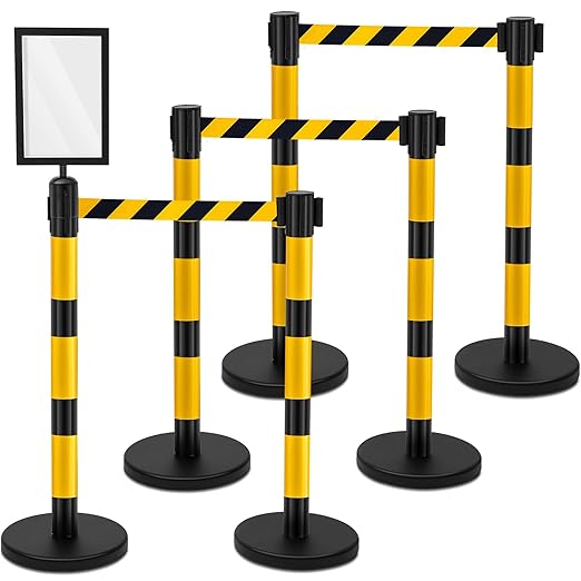 Therwen 6 Pack Heavy Duty Crowd Control Stanchions 9.8 ft Stainless Steel by Therwen