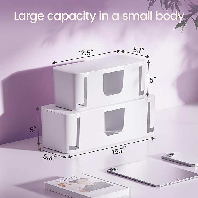 Delamu 2 Pack Cable Management Box, Stylish Cable Box - Image 2