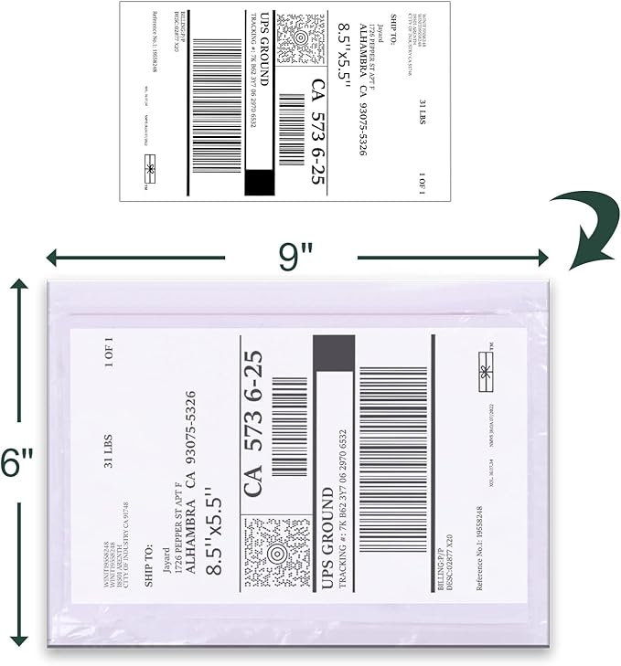 Clear Packing List Envelopes, Adhesive Shipping Label Sleeves/Mailing Pouches - Image 2