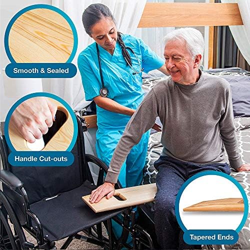 DMI Transfer Board and Slide Board made of Heavy-Duty Wood for Patient,Senior and Handicap Move Assist and Slide Transfers,FSA and HSA Eligible,Holds up to 735 Pounds,2 Cut Out Handle,32 x 10 x 1 - Image 3