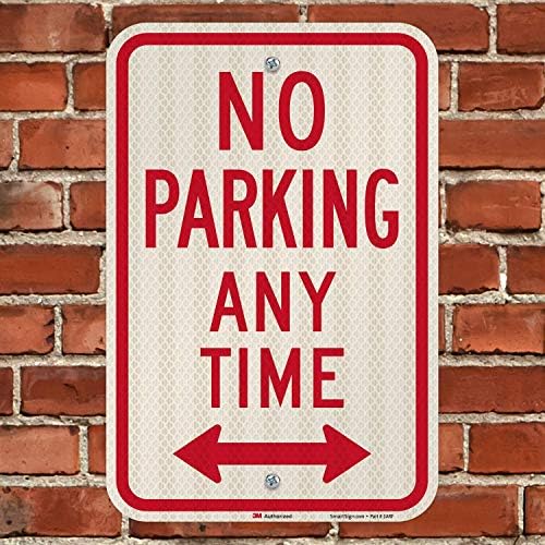 SmartSign - K-2331-HI-12x18 "No Parking Any Time" Sign | 12" x 18" 3M High Intensity Grade Reflective Aluminum Red on White - Image 3