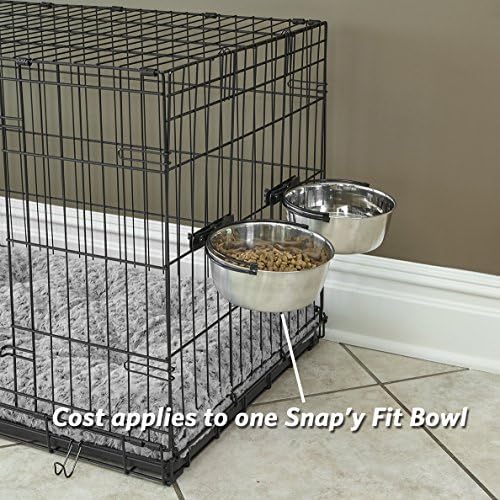 MidWest Homes for Pets Snap'y Fit Stainless Steel Food or Water Bowl, Holds 2 Quarts, Mounts to Wire Crates, No-Tip Design, Rust-Resistant, for Large Dogs and Cats - Image 5
