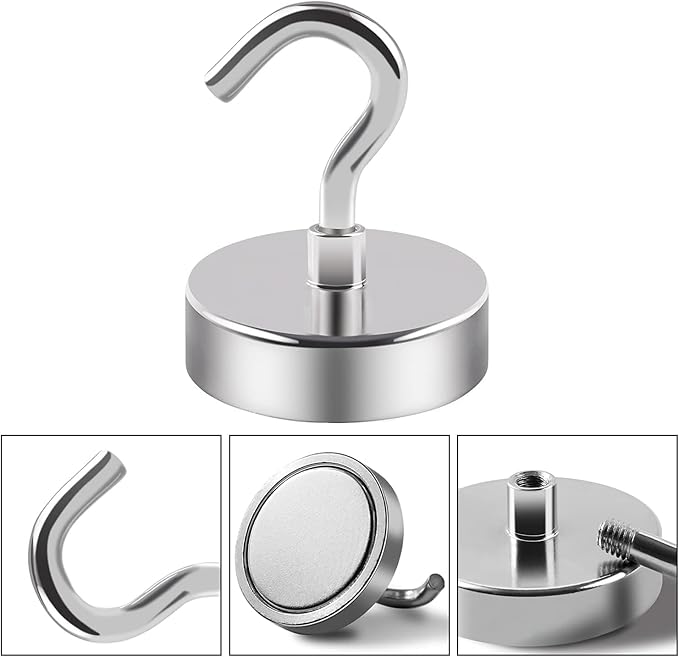 DIYMAG 6 Packs Magnetic Hooks, 170 Lb Heavy Duty Neodymium Magnets - Image 4