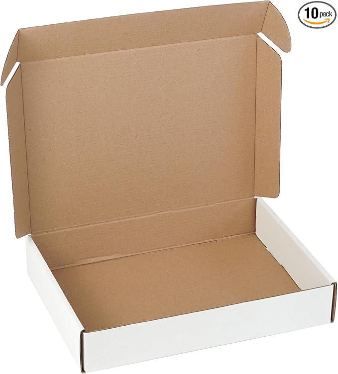 10 Pack 11"x8"x2" inch Small Shipping Boxes White Corrugated Cardboard Box by Unknown