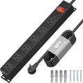 KF Matel 6 Outlet Power Strip Surge Protection 2100J, Heavy Duty Wide Space by KF
