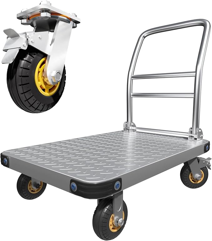 Heavy Duty Platform Truck Flat Moving Cart Hand Trucks, 1500Lbs Steel Push Cart by Lomive