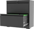 2 Drawer File Cabinet with Lock, Heavy Duty Steel Horizontal Locking Storage by FLIXELIO