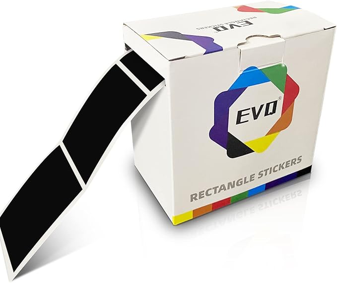 Black Rectangle Sticker Labels 3×2 Inch Vinyl Stickers Color Coding Name Tags by EVQ