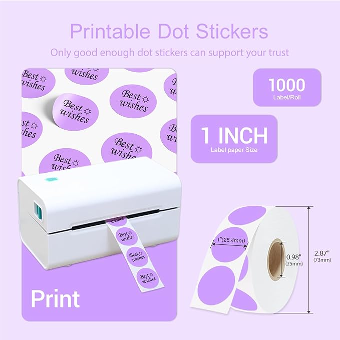 1 Inch Circle Dot Stickers 1000 PCS Color Coding Thermal Labels Dots Writable - Image 2