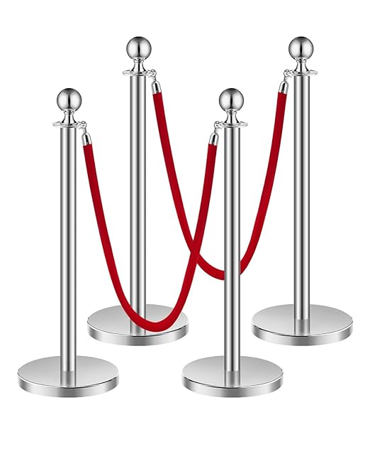 VEVOR Stanchions and Velvet Ropes 4Pcs, Hollow Base by VEVOR