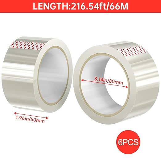 6 Rolls of Clear Shipping Packaging Tape, Packing Tape, Cardboard Tape - Image 2