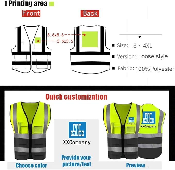 YOWESHOP High Reflective Visibility Safety Vest Custom Your Logo Safety Workwear - Image 3