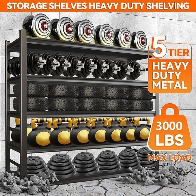 2pack Garage Shelving Heavy Duty Storage Shelves for Garage, 2500 LBS Adjustable 4 Tier Shelving Unit, Metal Garage Shelving for Industrial, Basement, Warehouse (54''Hx46''Wx16''D, Black) - Image 7