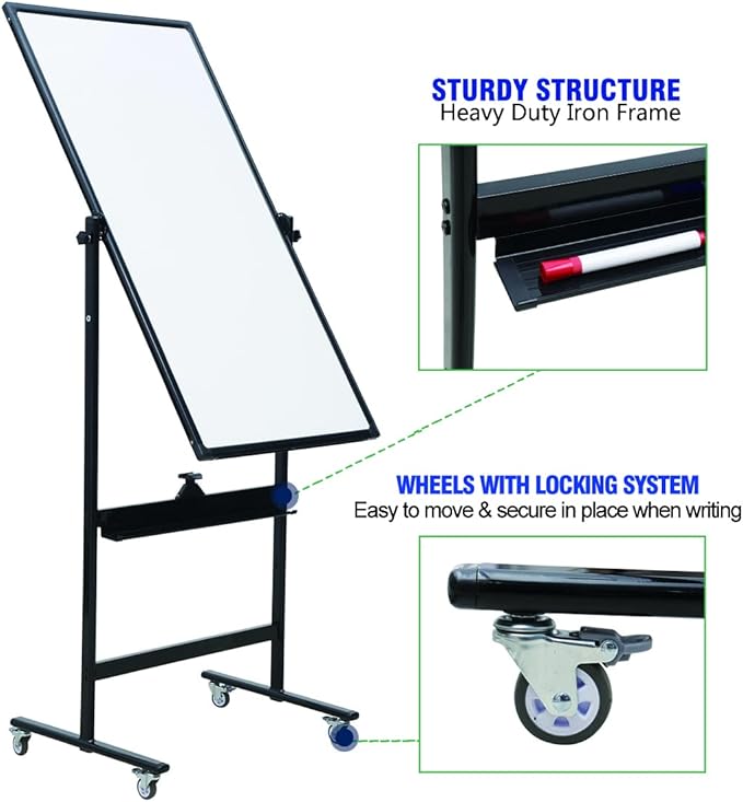 48" x 24" Magnetic Mobile Whiteboard - Image 2