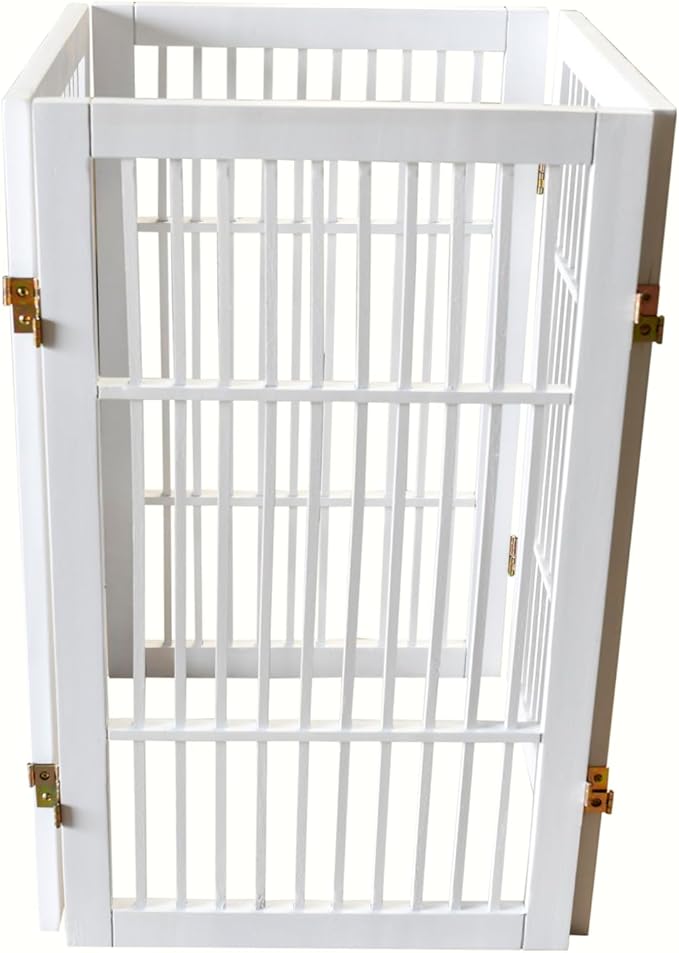Pet Dog Gate Strong and Durable Freestanding Folding Acacia Hardwood Portable - Image 5