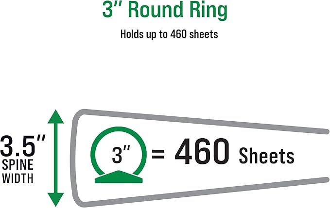 Office Essentials Economy View 3 Ring Binders, 3.5" Spine, 460-Sheet Capacity - Image 4