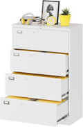 Lateral File Cabinet with Lock, 4 Drawer Large Metal Filing Cabinet, Home by Fesbos