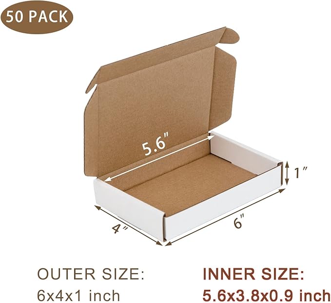 50 Pack 6x4x1 Inches Small Shipping Boxes, Moving Mailing Packing Box - Image 2