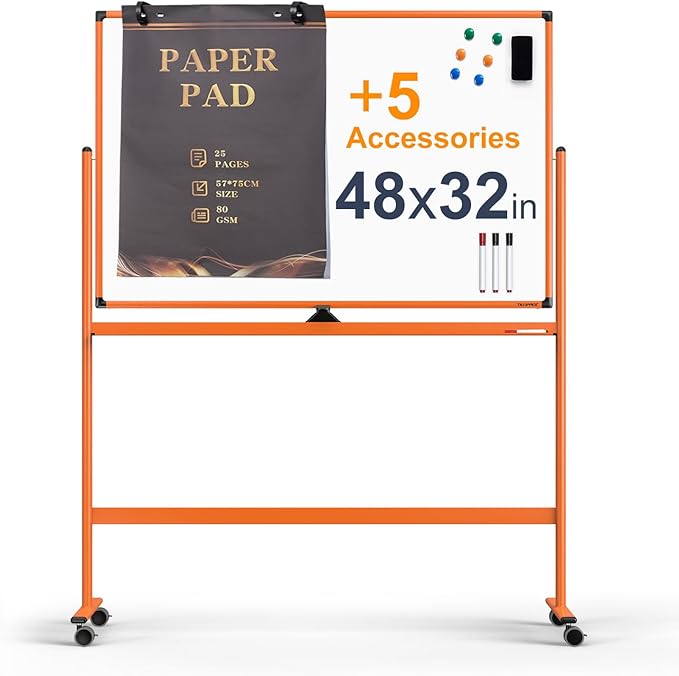 Large Dry-Erase Rolling Magnetic Whiteboard by TSJOFFICE