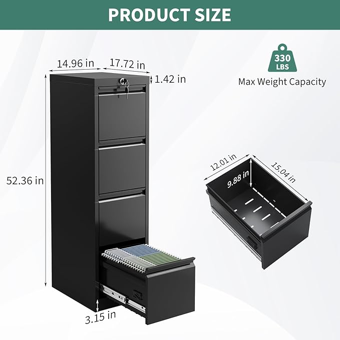 4 Drawer Metal File Cabinet - Image 3