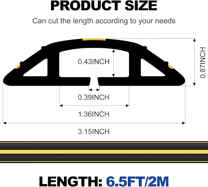 6.5Ft Cord Covers for Wires on Floor, 3-Channel Heavy Duty Floor Cord Cover - Image 2