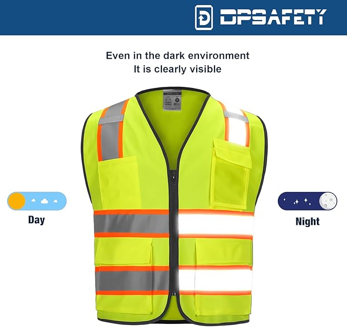 9 Pockets High visibility Class 2 Safety Vest，Hi Vis Vest - Image 3