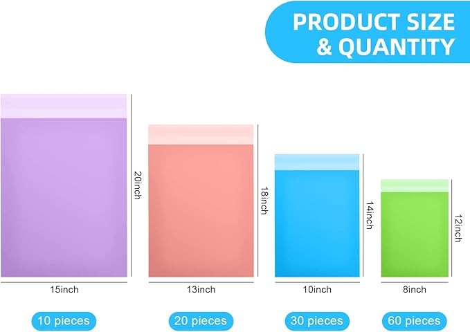 Outus 120 Pcs Poly Mailer Envelope 4 Sizes Shipping Bags Self Adhesive Clasp - Image 3